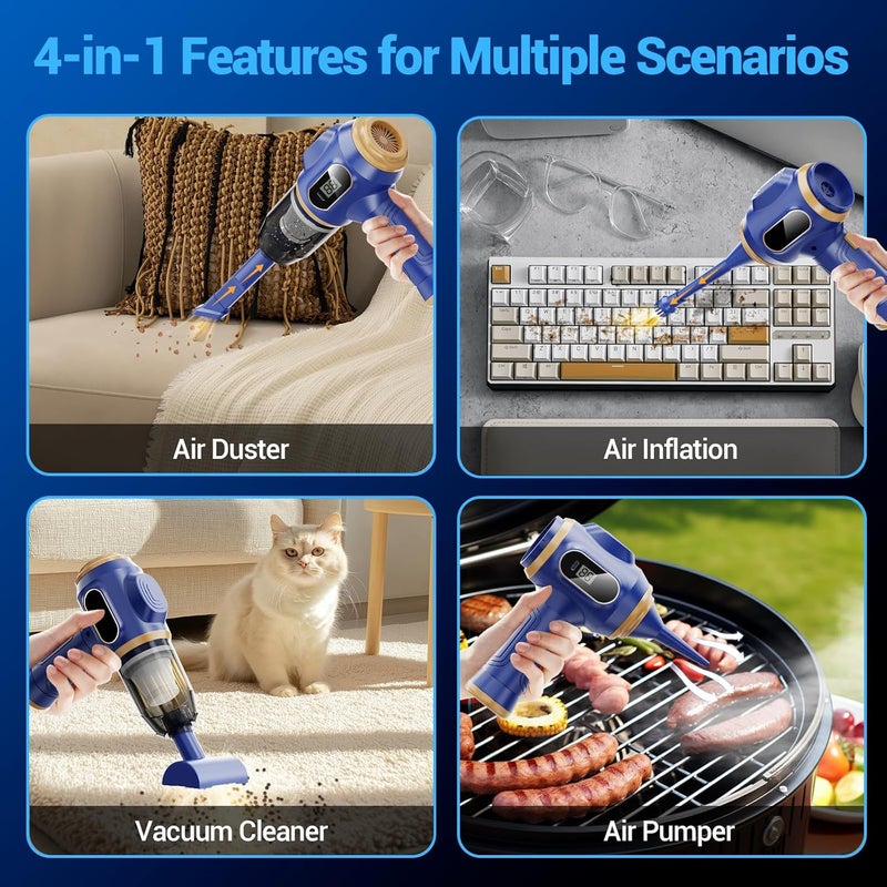 Scstartx Car Vacuum Portable Cordless 17000Pa Cordless Mini Handheld Vacuums with LCD Display and Multi-Nozzles, High Power Wet and Dry for Car, Home, Office, Pet, Compact and Portable Design - Image 5